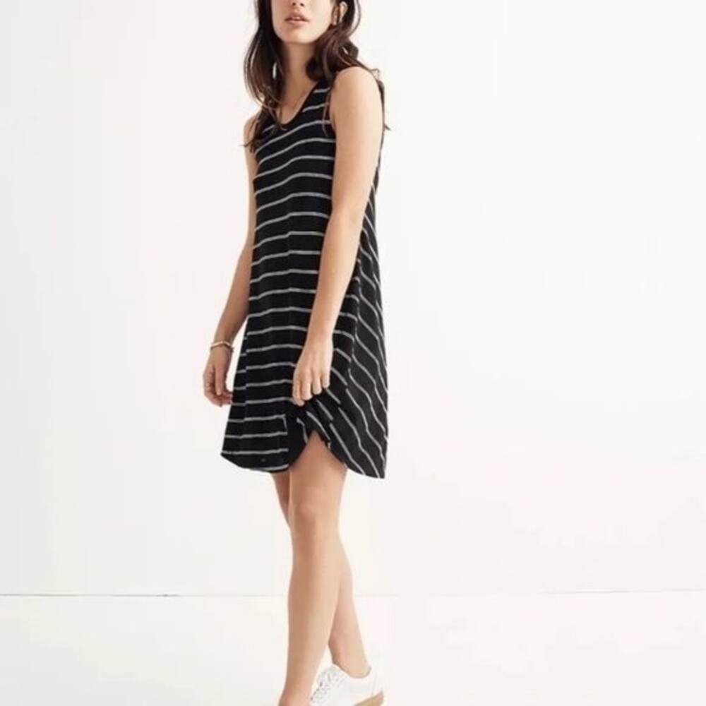 Madewell Highpoint Tank Dress in Hosta Stripe - black and white, size S